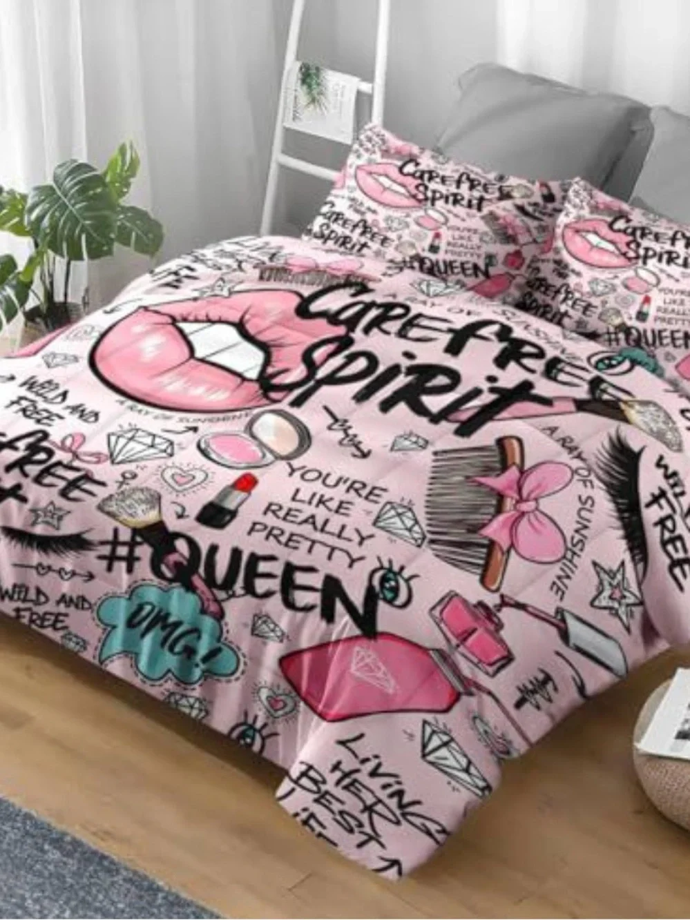 Carefree Spirit Pink GraphicComforter Set